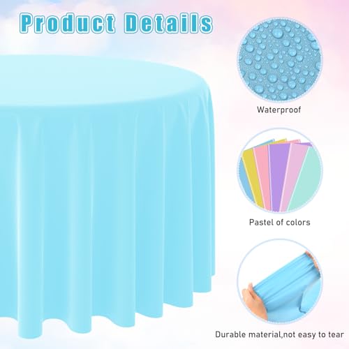 Image of 24Pack Round Pastel Color Tablecloths,Plastic Pastel Rainbow Tablecloth Disposable Round Table Covers for Baby Shower, Wedding,Girls Birthday Party and Ice Cream Party Decoration,6Color, 84 Inch