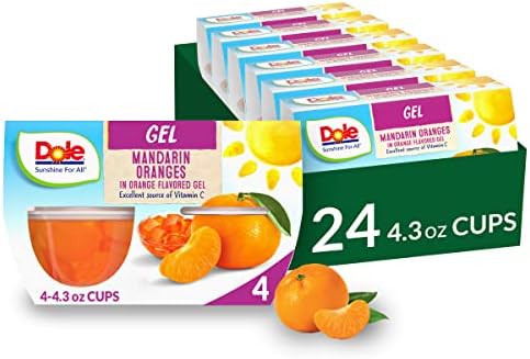 Dole Fruit Bowls, Mandarins In Orange Flavored Gel, Gluten Free Healthy Snack, 4.3 oz (24 Total Cups)