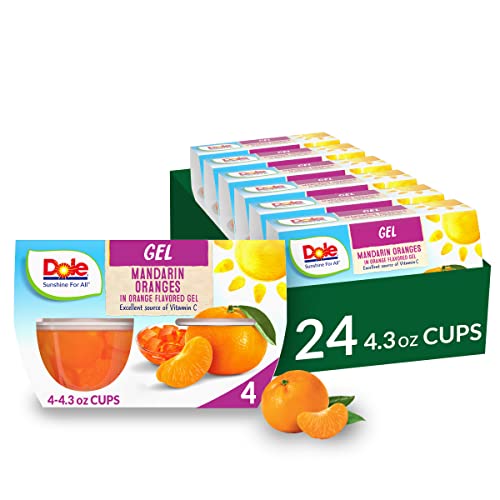 Dole Fruit Bowls, Mandarins In Orange Flavored Gel, Back To School, Gluten Free Healthy Snack, 4.3oz, 24 Total Cups