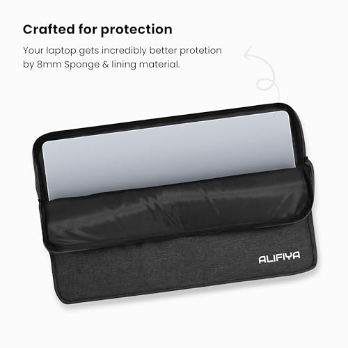 Image of ALIFIYA Laptop Sleeve 15.6 - Slim Water-Resistant Laptop Cover Bag for Dell, HP, Lenovo, MacBook - Compact Lightweight Laptop Cover for Office & Travel Use