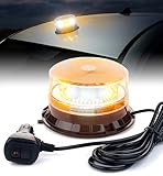 LUMENIX LED Rooftop Mini Strobe Beacon Light Magnetic and Screw Mount Rotating Warning Flashing Forklift Lights for Security Patrol Vehicles Towing Trucks Snow Plows Postal Mail ATV UTV- White Amber