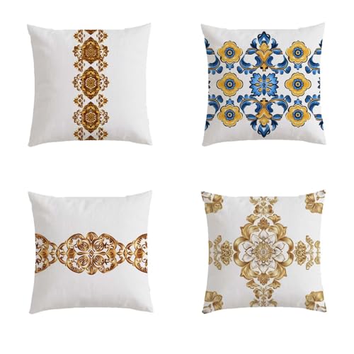 Housse coussin extérieur imperméable et déhoussable avec zip invisible lot de 4
