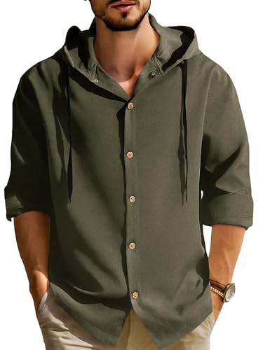 Image of Noble Monk Men's Relax Fit Hooded Shirt || Casual Wear for Men || Full Sleeve Shirts || Stylish Shirt for Men