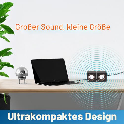 Manhattan Lautsprecher Set (5 Watt, 3,5mm Klinke Stecker, USB-Stromversorgung, für PC, Laptop...