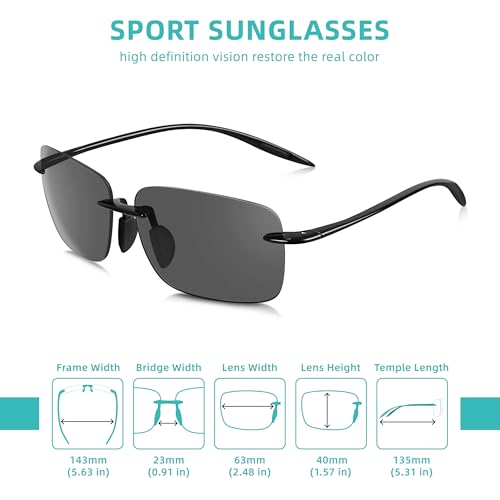 DF DUALFERV Frameless Sunglasses for Men, UV400 Rimless Sunglasses for Men, Lightweight and Durable Polarized Glasses, Lentes para Hombre for Running, Fishing, Golf, Surf, Driving, Cycling3