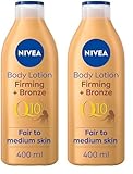 NIVEA Q10 Firming Plus Radiance Gradual Tan (400 ml), Firming Cream with Q10, Supports a Gradual Tan, Tanning Moisturiser for a Sun-Kissed Radiant Glow (Pack of 2)
