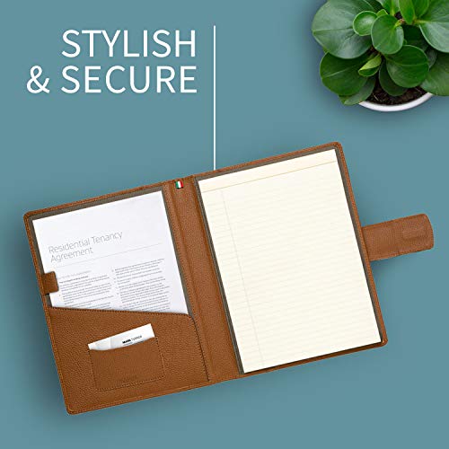 Image of Maruse Italian Leather Executive Padfolio, Folder Organizer with Magnetic Closure and Writing Pad, Handmade in Italy, Rope