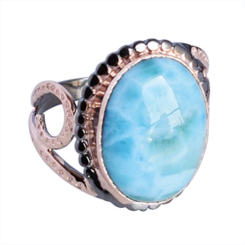 Bague larimar en argent sterling 925 avec bijou en cristal de guérison