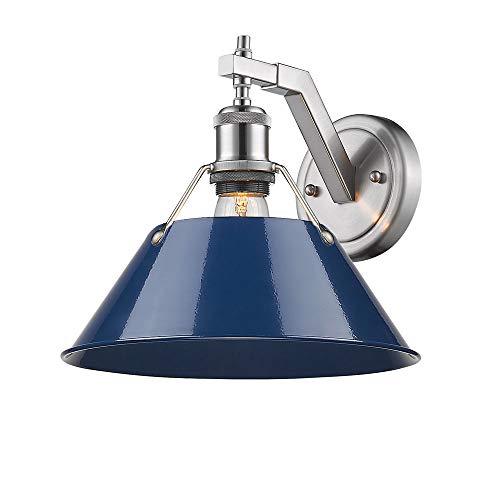 Orwell 1 Light Wall Sconce Pewter With Navy Blue Shade #TOP1