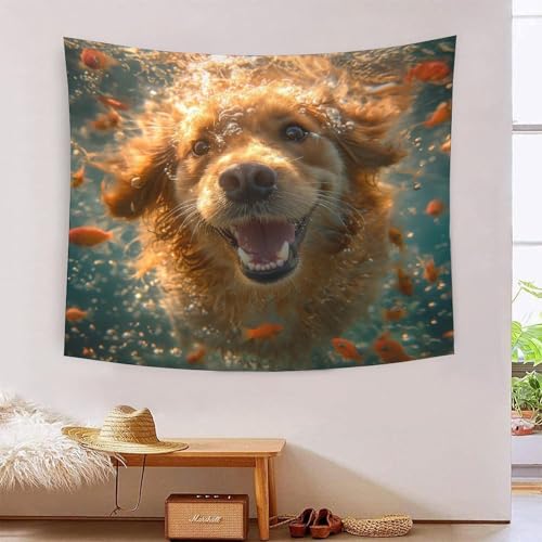Tapisserie Golden Retriever 3D NMOTARVIN l'esprit canin et la douceur textile pour votre foyer