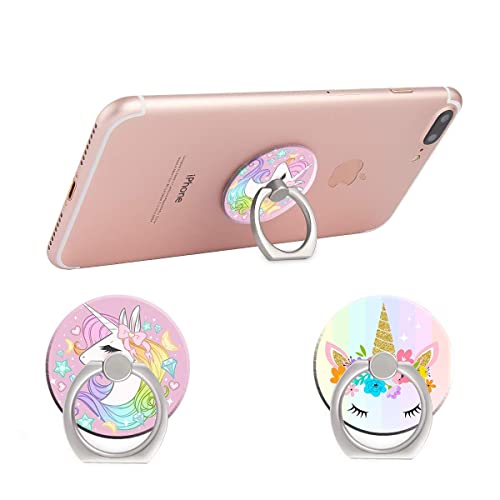 Bybart Phone Ring Holder, 2Pcs Metal 360° Rotation Phone Grip Kickstand Universal Finger Ring Stand Compatible With All Smartphone Tablet - Cute Unicorn #TOP1