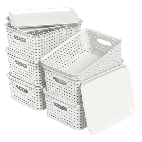 Panier de rangement avec couvercle blanc pour ranger vos placards