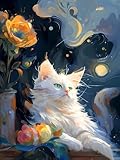Pintura por Números para Adultos, Principiantes, Animales gatos, 30x40cm, kit con Lienzo sin Arrugas, Pinceles y Pintura Acrílica, Pintura al óleo para Regalo/Decoración del Hogar (Sin Marco) C-58