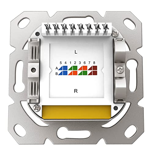hb-digital 1x CAT 6a Netzwerkdose RJ45 1-Port STP geschirmt kompatibel mit starre LAN Kabel PoE T568A/B Standard Zinklegierung 10 Gigabit 50mm x 50mm - Ohne Gehäuse