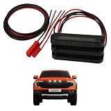 LHINO 3pc White LED Front Grille Lights Compatible with 2022-2025 Ford Next-Gen Ranger Raptor Trucks, Smoked Lens, Seamlessly Integrates with AUX Switch (White, 3 LED)