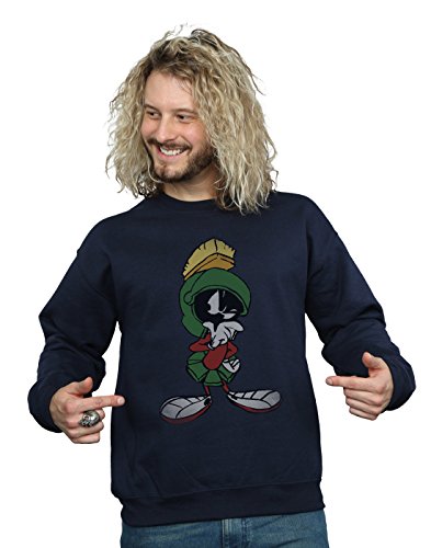 LOONEY TUNES Men's Marvin The Martian Pose Sweatshirt X-Large Navy Blue
