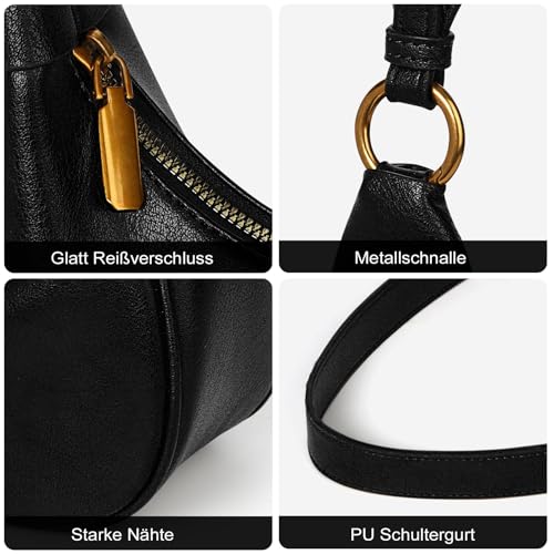 GSenhui Kleine Handtasche Damen Y2K Schultertasche Klein Elegant Hobo Shoulder Bag Women PU Leder Umhängetasche Vintage für Frauen Reisen