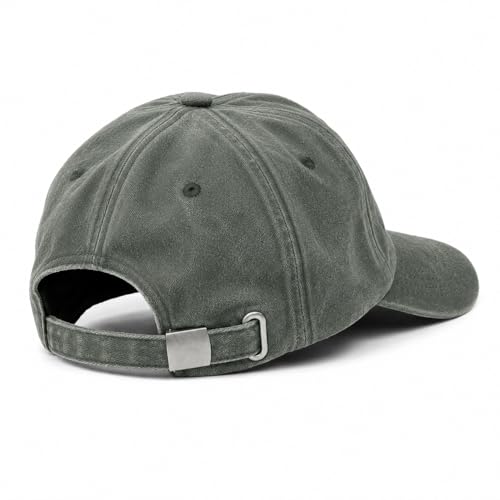 Image of Dad Hat for Men, Washed Cotton Baseball Cap with Brown Leather Patch, Adjustable