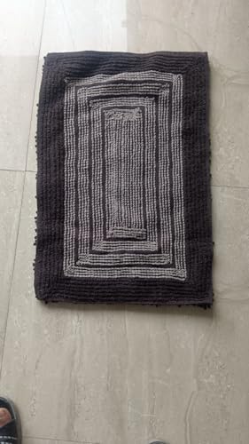 Image of My Home Cotton Door Bath Mat Super Soft Non Slip Mats for Bathroom, Door,Large, Pack of 2 (Beige chennile)