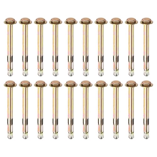 Image of M METERXITY 20-Pack Hex Expansion Bolt, M8x100mm Colored Galvanized Iron-Carbon Steel External Hex Expansion Bolts, Anti-Corrosion Metal Bolt for Concrete /Dry Brick /Block Walls
