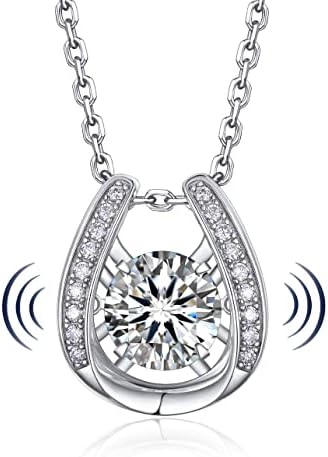 （23:30時点） [MomentWish] ダンシングストーン ネックレス レディース モアッサナイト ペンダント シルバー925 チェーン 金属アレルギー対応 人工ダイヤモンド 誕生日 記念日 プレゼント 華奢ギフトボックス付け（1カラット 馬蹄）