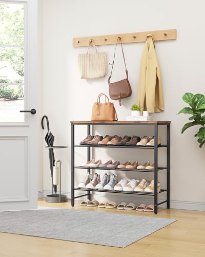Kitsure Shoe Rack for Closet, Rustic Brown Shoe Organizer with Leveling Feet, Sturdy & Rust-Proof Shoe Storage for Entryway, Bedroom, Living Room, 29.5" x 11.4" x 24.8", Brown - Image 3