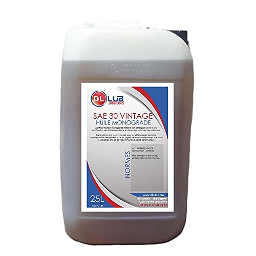 DLLUB - HUILE MONOGRADE SAE 30 VINTAGE non detergente - 25 litres
