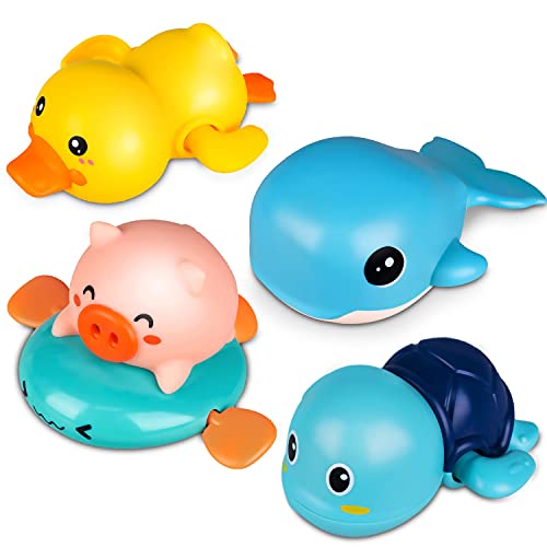 Niwoed Bath Toys for 1 2 3 4 5 Years Old Boys Girls Kids Gift, Wind-Up Bathtub Baby Bath Toys for Toddlers 1-3, Swimming Pool Water Toys for Kids Ages 4-8 Birthday Gifts（4 Pcs Set）