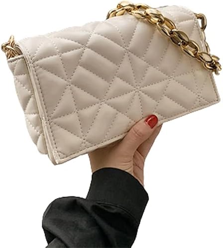 HSHTTKL PU Leather Shoulder Bag Versatile Shopping Bag for Women Crossbody Bag with Chain Strap Buckle Underarm Bag