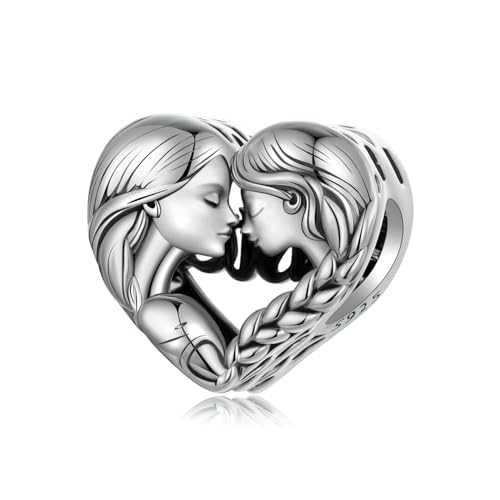 Sorella Charms per braccialetti Pandora, in argento Sterling 925, ciondolo a forma di cuore, idea regalo per donne e ragazze, Smaltato, Smalto
