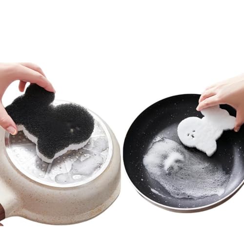 Image of Cute Dog Sponge for Dishes- Soft Scrubber, Three Layer Cleaning Sponge, Non-Scratch Dishwashing Sponge (2pcs)