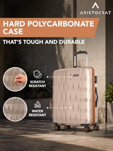 Image of Aristocrat Comet Medium Polycarbonate Case 8-Wheel Trolley Bag, Champagne