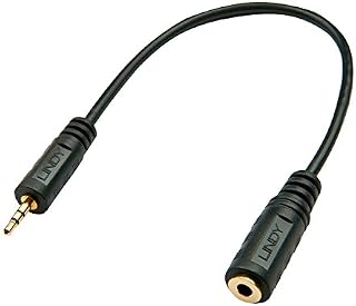 LINDY 35698 Premium kabel audio wtyczka jack 2,5 mm męski na 3,5 mm żeński, 20 cm