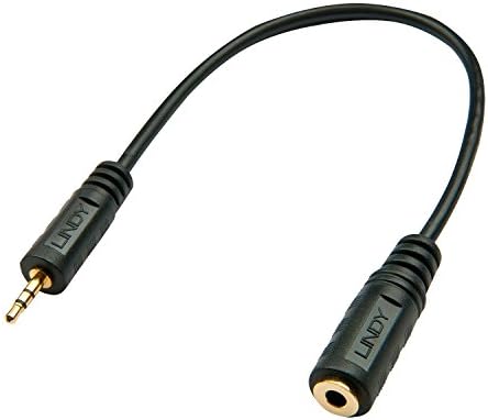 LINDY 35698 Premium kabel audio wtyczka jack 2,5 mm męski na 3,5 mm żeński, 20 cm