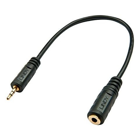 Lindy 35698 Premium Audio Cable 2.5mm Jack Male to 3.5mm Female, 20cm Cover