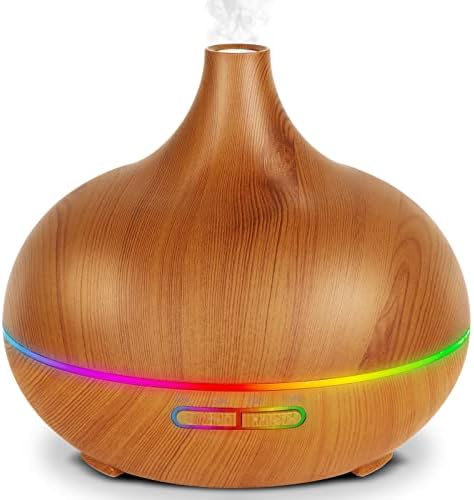 Essential Oil Diffuser, 550ml Aroma Diffusers for Essential Oils Aromatherapy Diffuser, Ultrasonic Cool Mist Humidifier for Home Office with 7 Light Colors, 4 Timer Setting, Waterless Auto Off