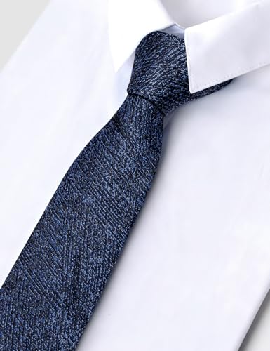Image of Barry.Wang Skinny Ties for Men Cashmere Wool Blend Necktie with Tie Clip