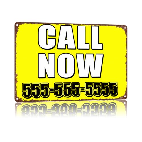 Metal Sign Call Now Contact Number Wall Decor