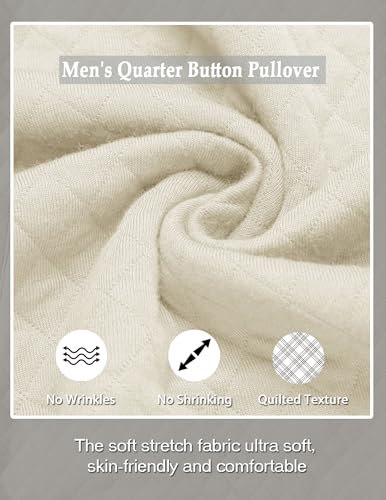Coofandy Men Casual Outdoors Quarter Zip Active Sweatshirt Long Sleeve Quilted Slim Fit Crewneck Pullover White thumb #4