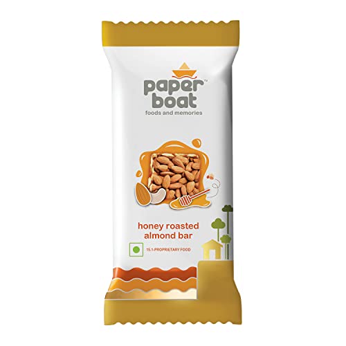 Image of Paper Boat Pani Puri Pellets, Ready to Fry, No Added Colours and Preservatives (400g), Paper Boat Honey Roasted Almond Bar, No Added Preservatives and Colours (Pack of 10, 25g Each)