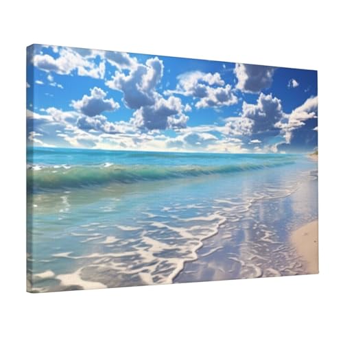 Toile beau nuage plage déco murale pour illuminer un salon sombre