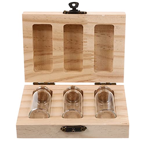 DOITOOL Baby Keepsake Box Tooth Fairy Box - Wood Fetal Hair Collection Box 3 Glass Bottle Tooth Holder Saver Box - Souvenir Storage Box Kids Keepsake Organizer for Childhood Memory