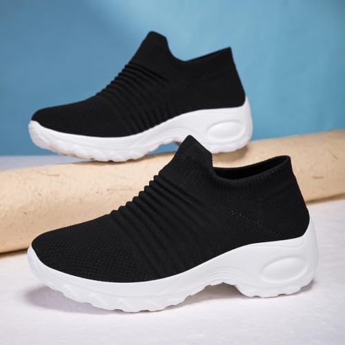 Image of Non Slip Work Shoes Women, Slip On Sneakers Women,Work Shoes Walking Gym Nurse Mesh Casual Fashion Sneakers Comfort Breathable Lightweight