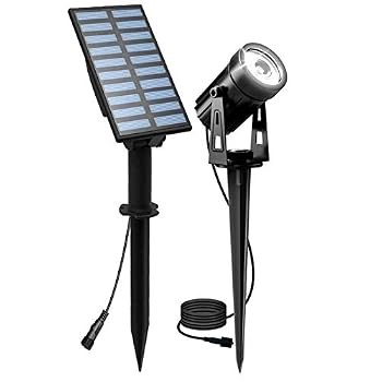 T-SUN Solar Spot Lights Outdoor, Solar Landscape Spotlights, Cool White | IP65 Waterproof, 2 Brightness Modes, Dusk to Dawn Solar Uplights for Flag, Garden, Yard, Pathway, Patio, Lawn