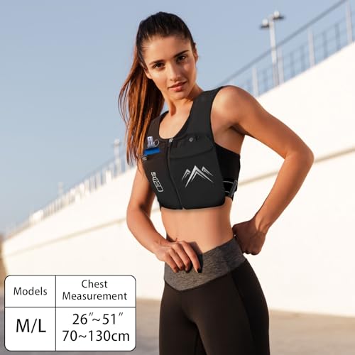 HMAKGG Chaleco Running con Botellas 470 ml, Chaleco Hidratacion Trail Running Hombre/Mujer, Cinturón Ajustable, 156g Ligero Transpirable, Mochila Hidratacion para Senderismo, Maratón - imagen 2