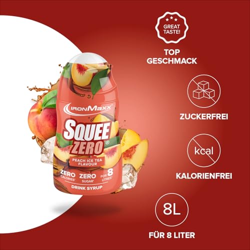 IronMaxx SqueeZero - Peach Ice Tea 65ml | Sirup, Erfrischendes Geschmackserlebnis für 8 Liter, Zuckerfrei und Kalorienfrei in 100ml verzehrfertigem Getränk 2