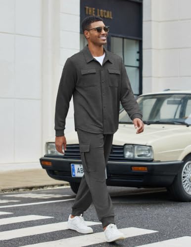 COOFANDY Men's Lightweight Sweatsuits Loungewear Sets, Dark Grey, XX-Large - image 4
