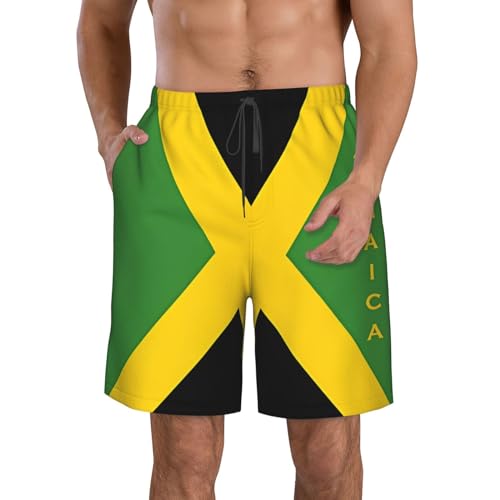 Jamaican Flag Men's Quick Dry Swim Trunks Beach Board Shorts Swimming Swimwear Summer Swimsuit