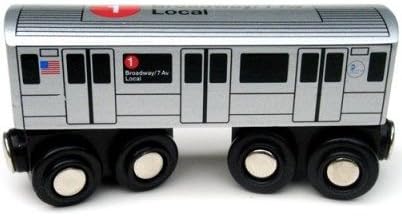 MUNI PALS New York City Subway Wooden Railway (A Division/IRT) 1 Train/Broadway-7 Avenue Local–Child Safe and Tested Wood Toy Train