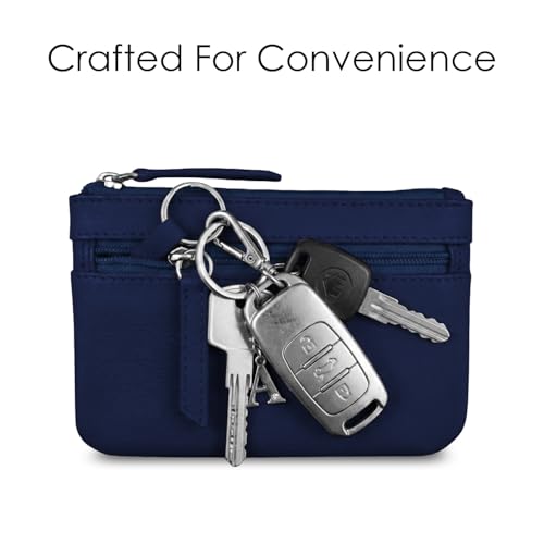 Image of ili New York Leather Mini Compact Coin Purse - Classic Navy